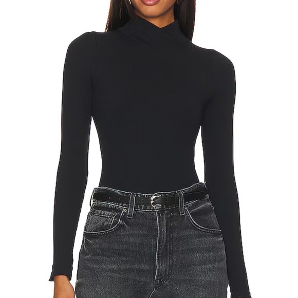 NWOT Free People Black Long Sleeve Tongue Tied Bodysuit- XL - Picture 1 of 6